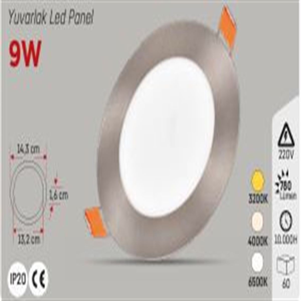 YCL EKO 9W.S.A.YUVARLAK PANEL SATEN KASA 4000K 1